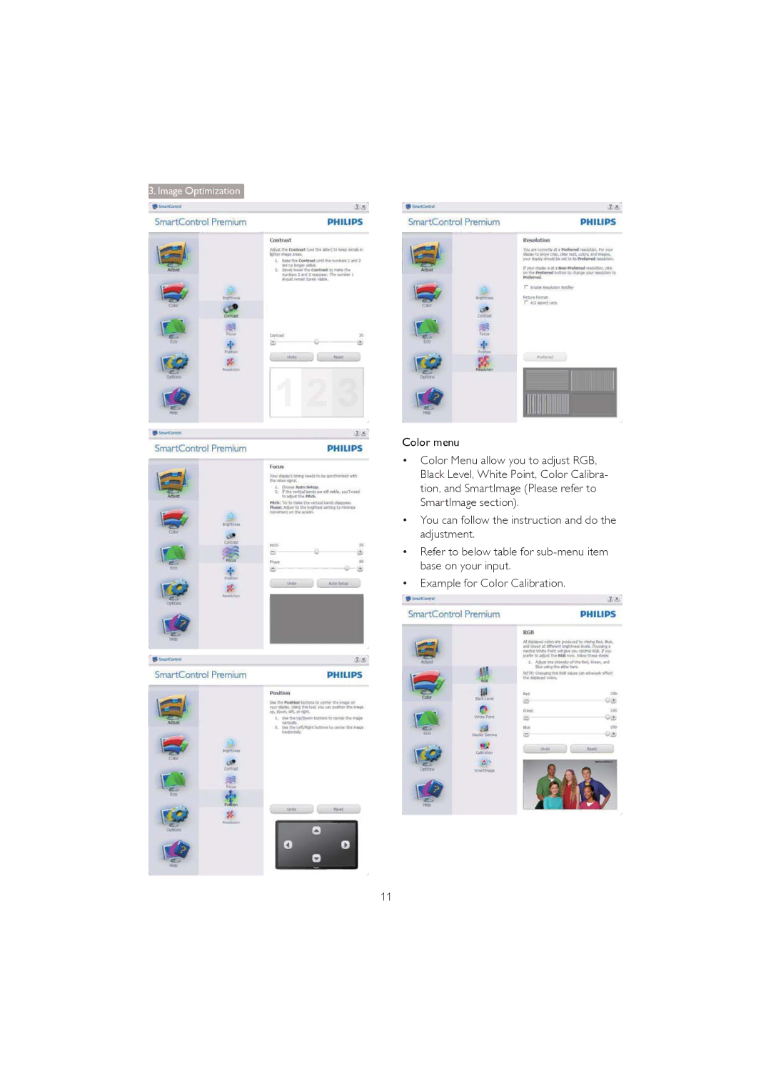 Philips 273P3Q user manual Color menu 