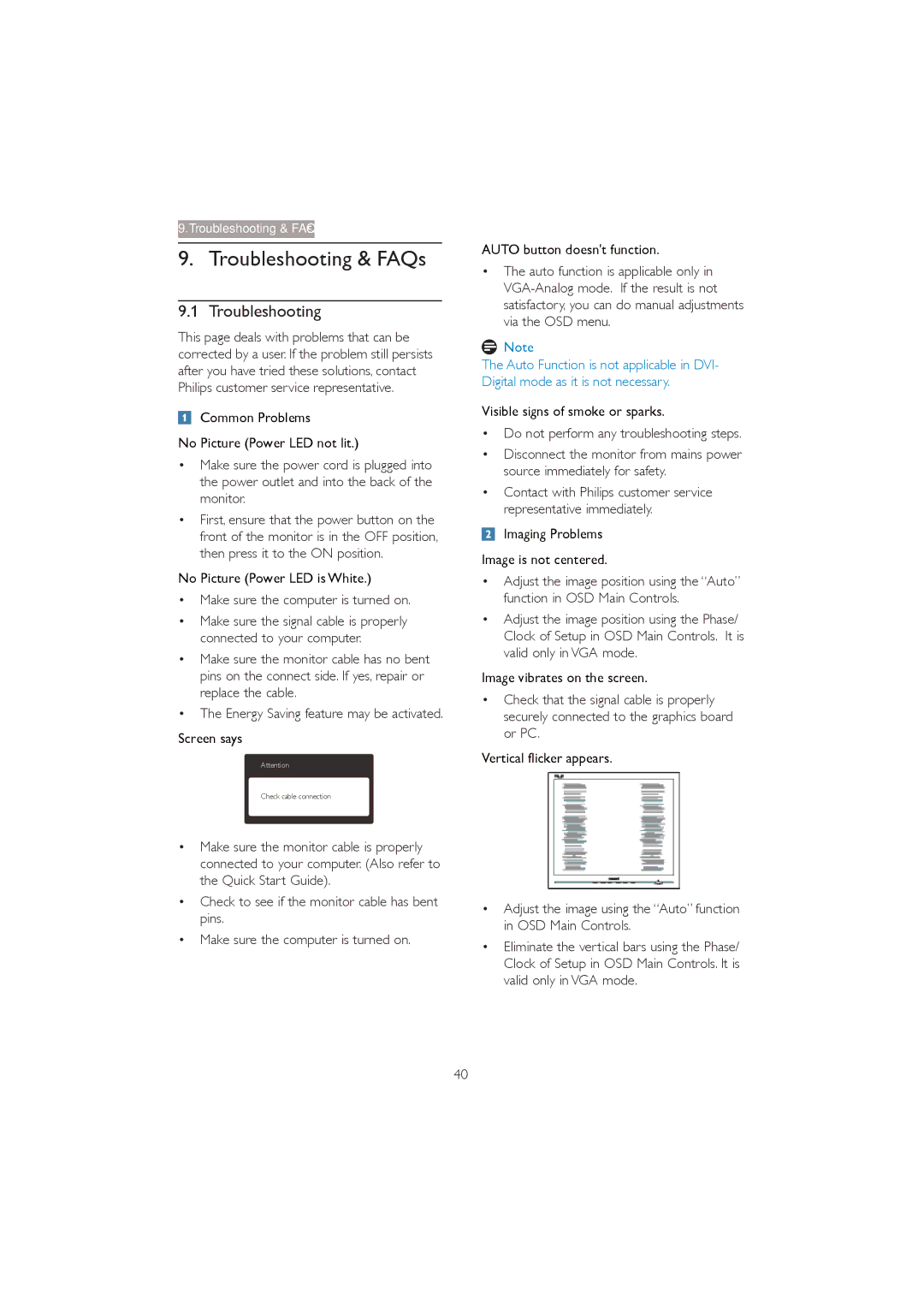 Philips 273P3Q user manual Troubleshooting, Make sure the computer is turned on 