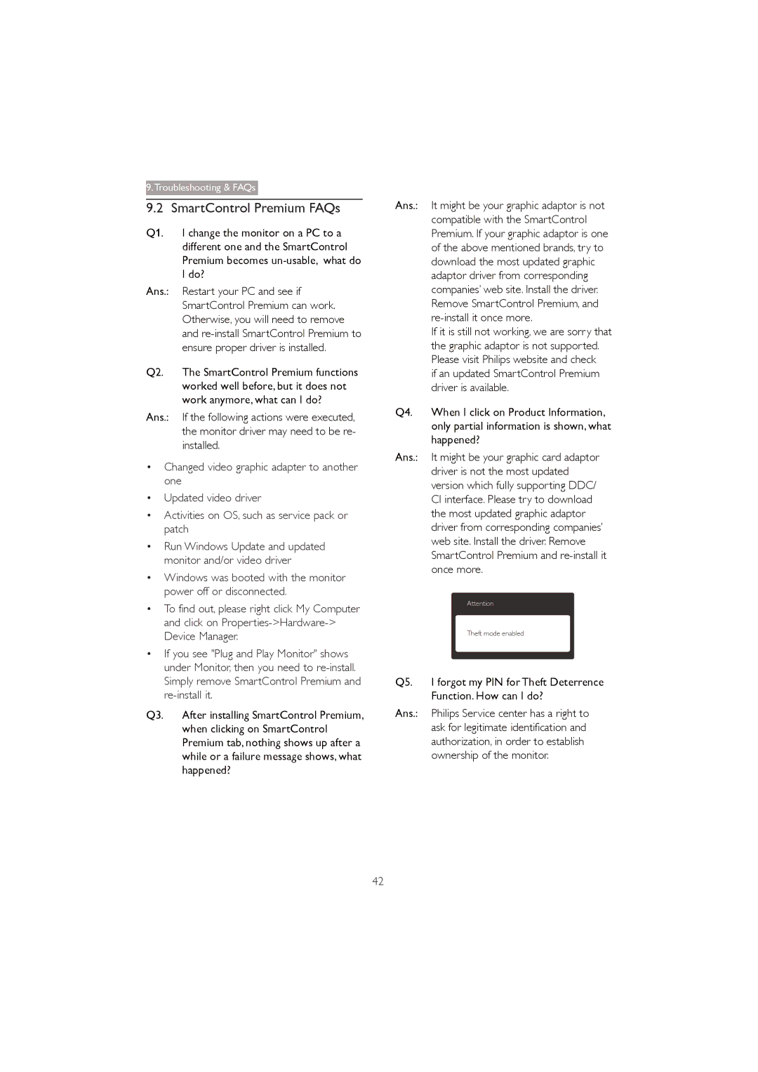 Philips 273P3Q user manual SmartControl Premium FAQs 