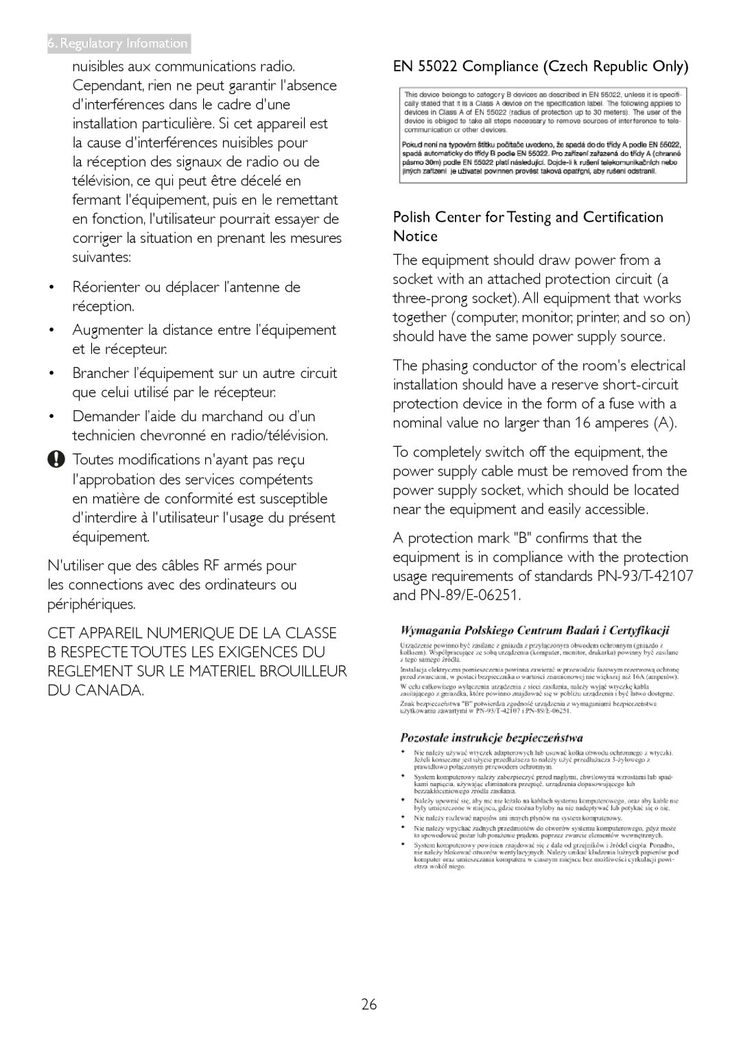 Philips 273V5 user manual Regulatory Infomation 