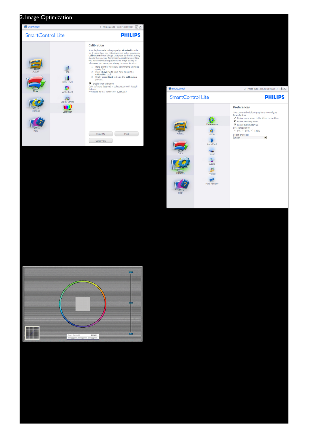 Philips 273V5 user manual Show Me starts color calibration tutorial 