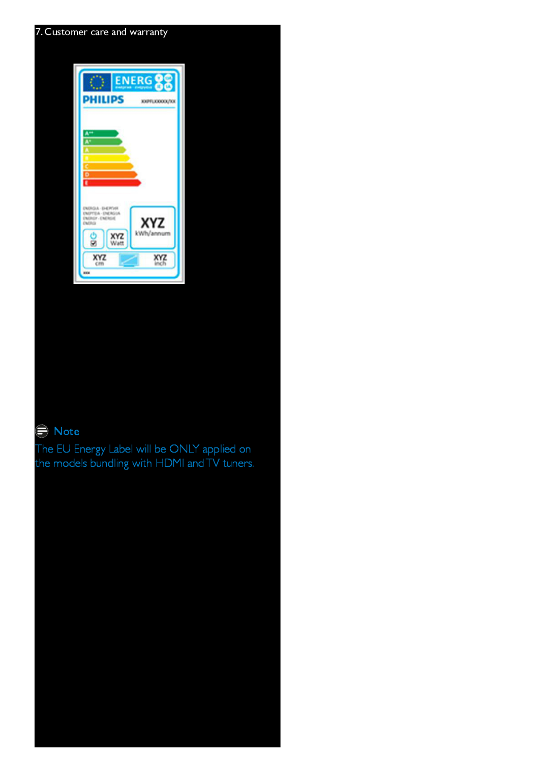 Philips 273V5 user manual EU Energy Label, this product in use and the average energy consumption for 1 year 