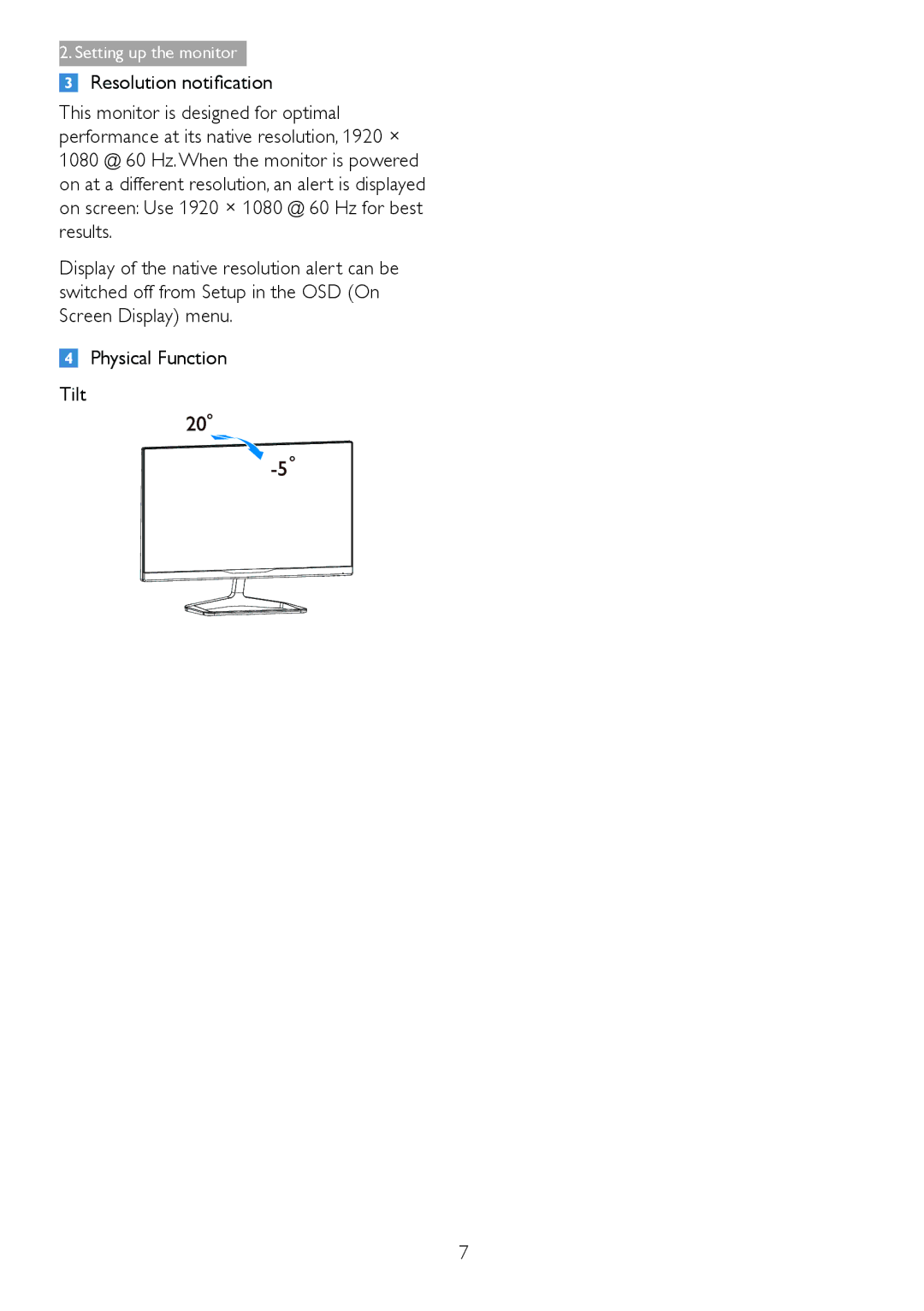 Philips 278C4QHSN/27 user manual Setting up the monitor 