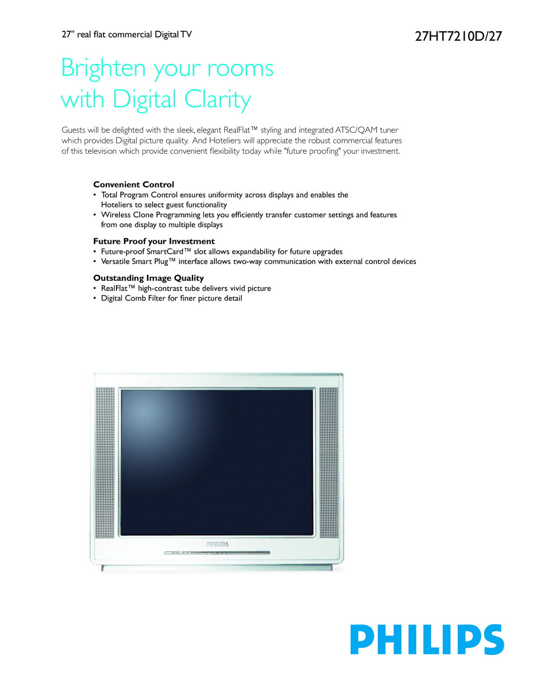 Philips 27HT7210D/27 manual Convenient Control, Future Proof your Investment, Outstanding Image Quality 