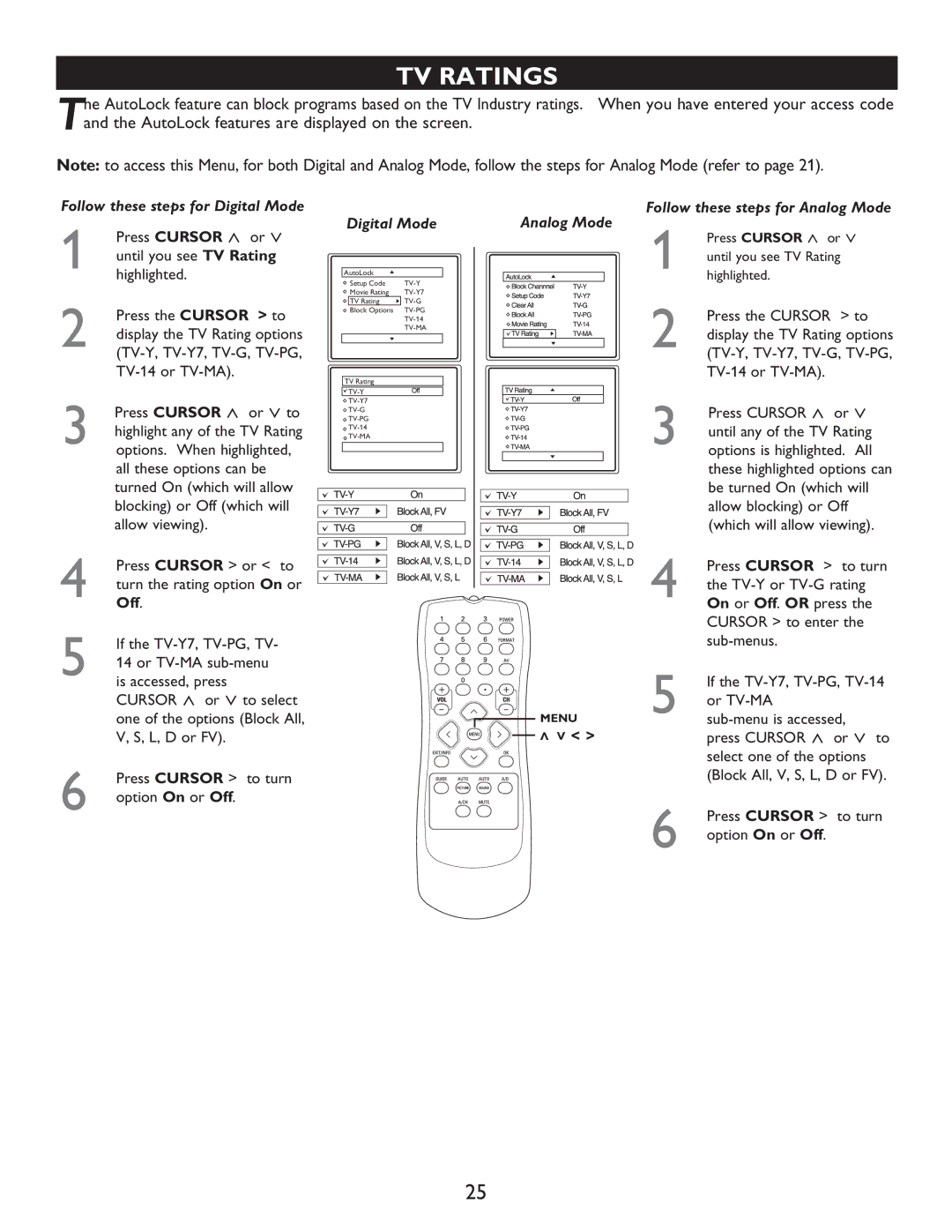 Philips 27MT5005D, 27MT6005D, 32MT5015D, 32MT6015D manual TV Ratings 