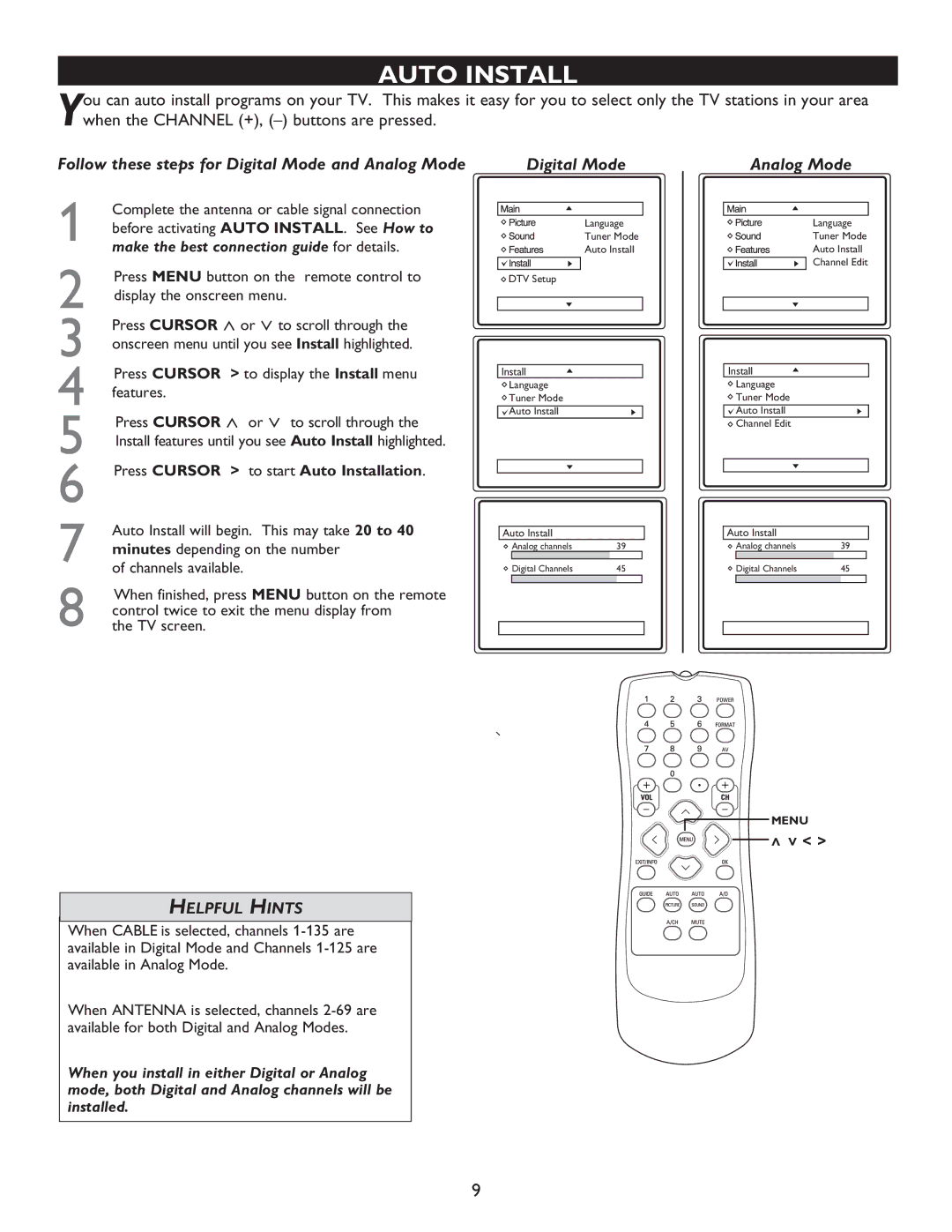 Philips 27MT5005D, 27MT6005D, 32MT5015D, 32MT6015D manual Auto Install, Make the best connection guide for details 