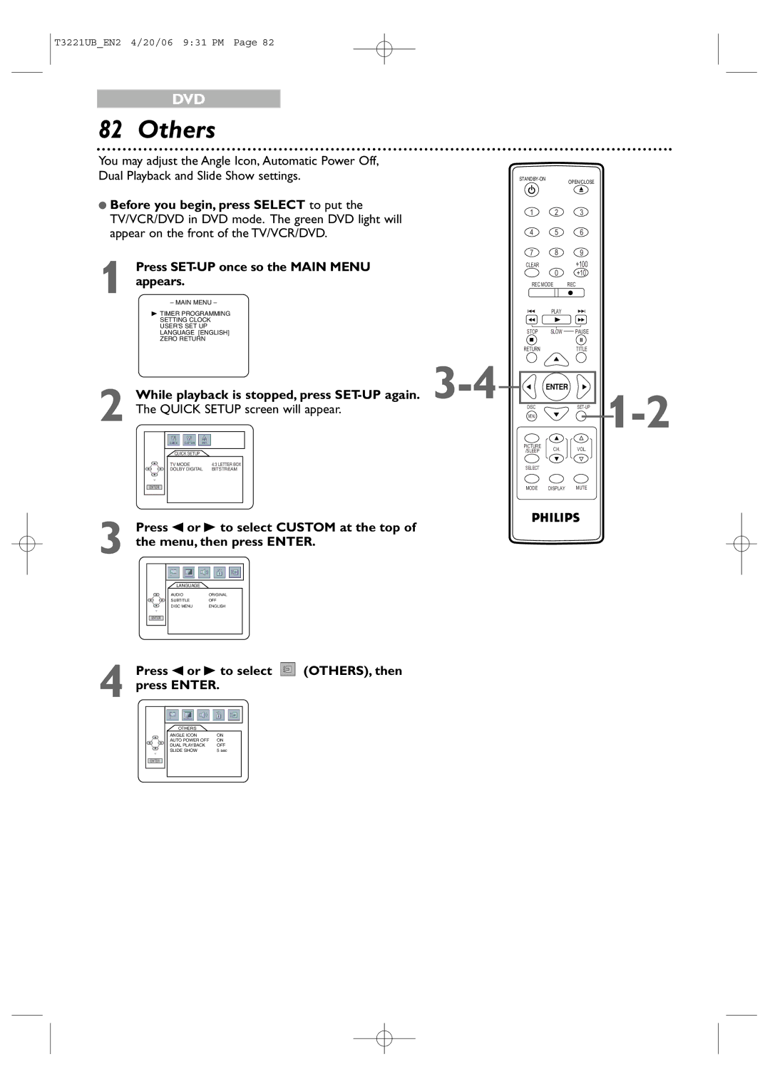 Philips 27PC4326 user manual Others, Press s or B to select OTHERS, then Press Enter 