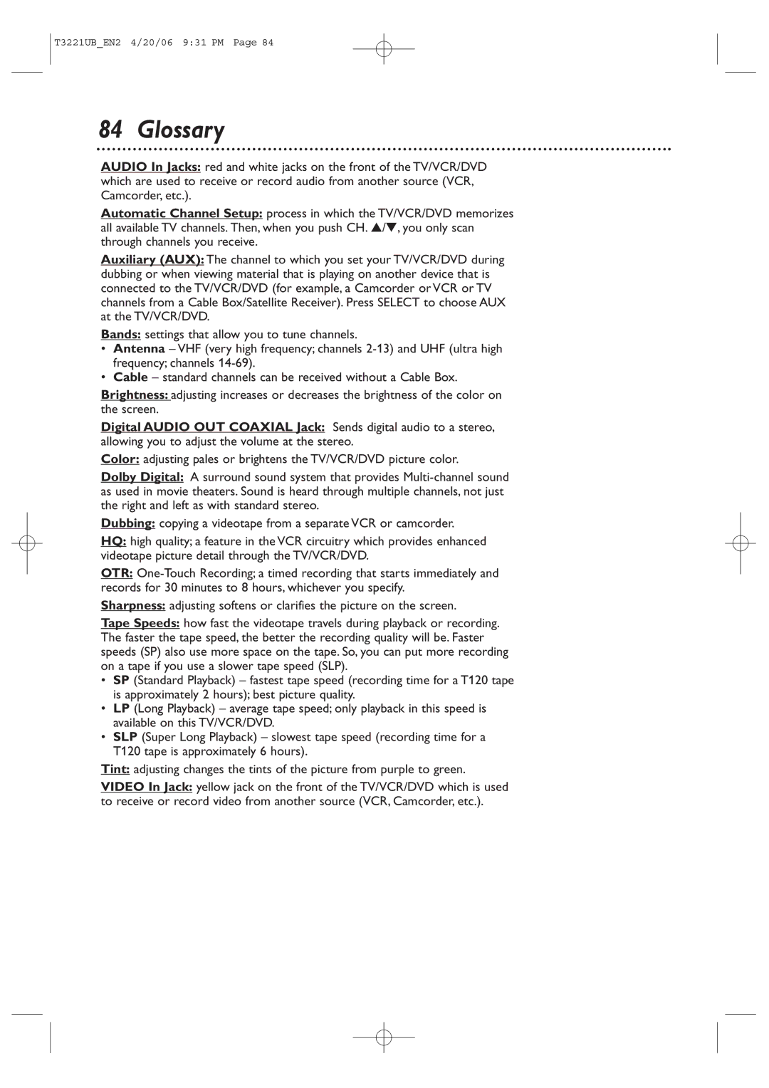 Philips 27PC4326 user manual Glossary 