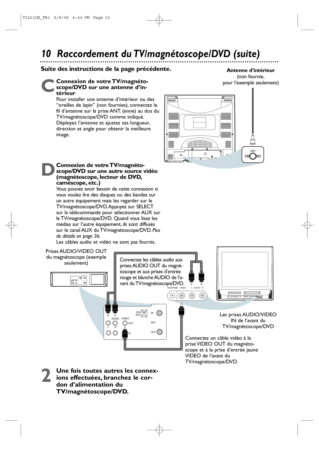 Philips 27PC4326/37 quick start Raccordement du TV/magnétoscope/DVD suite, Suite des instructions de la page précédente 