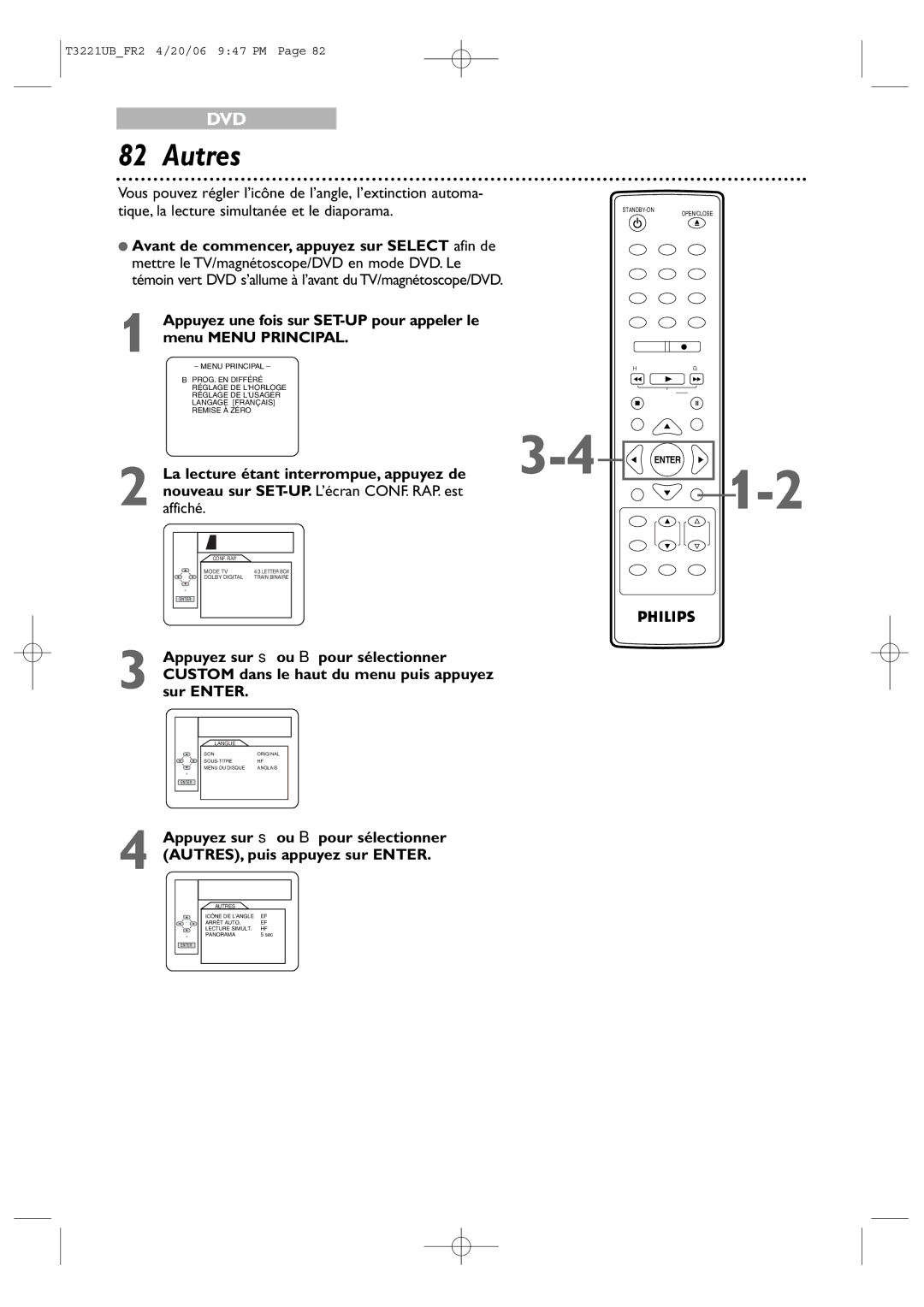 Philips 27PC4326/37 quick start Autres, La lecture étant interrompue, appuyez de, AUTRES, puis appuyez sur Enter 