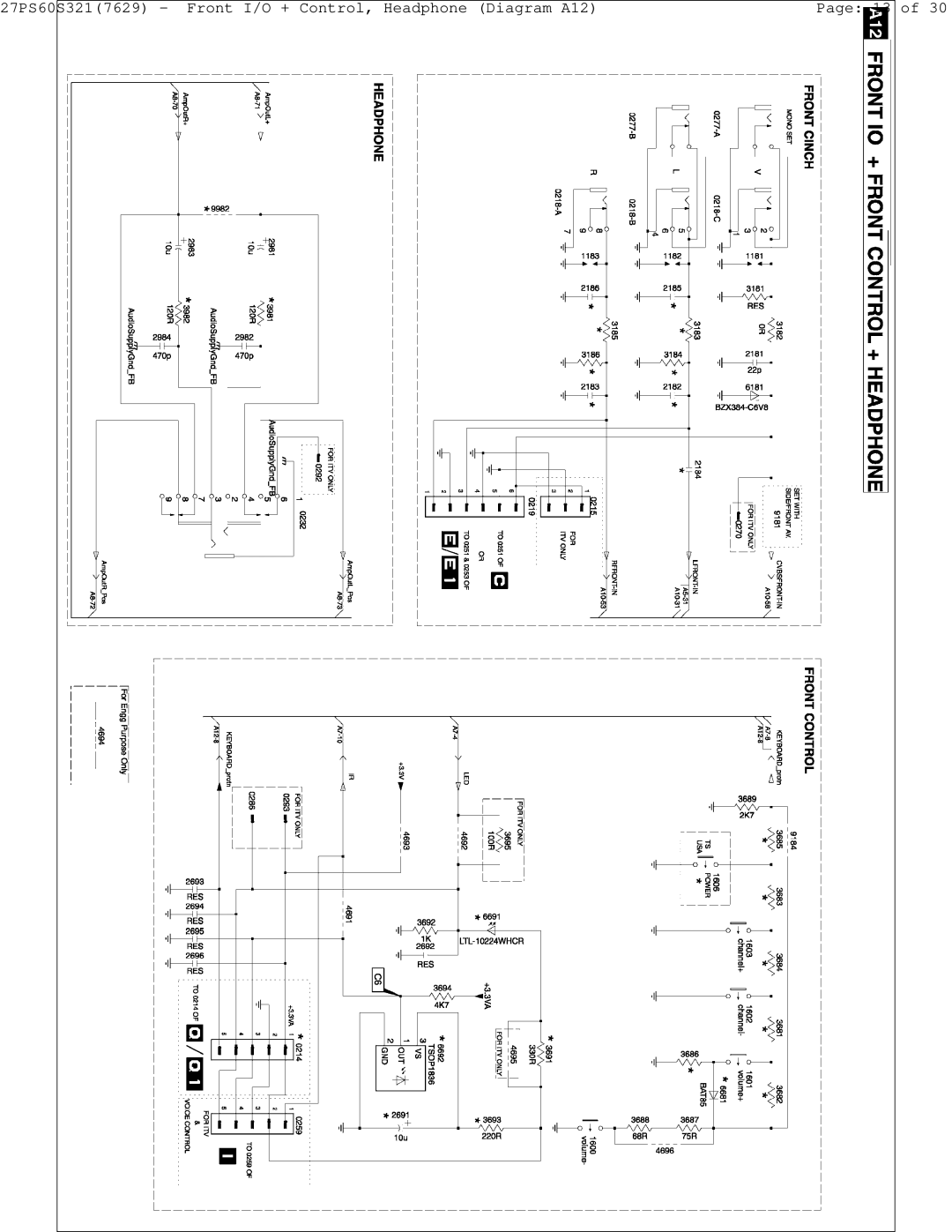 Philips manual 27PS60S3217629 Front I/O + Control, Headphone Diagram A12 