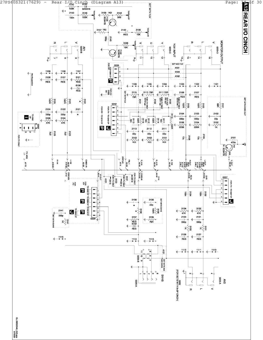 Philips manual 27PS60S3217629 Rear I/O Cinch Diagram A13 