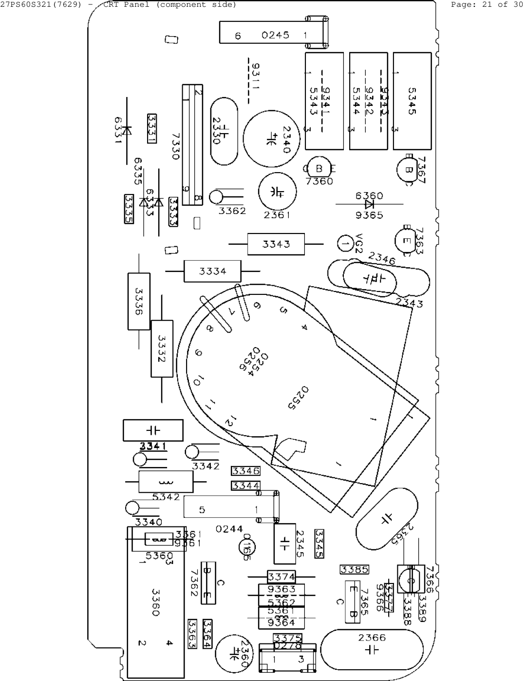 Philips manual 27PS60S3217629 CRT Panel component side 