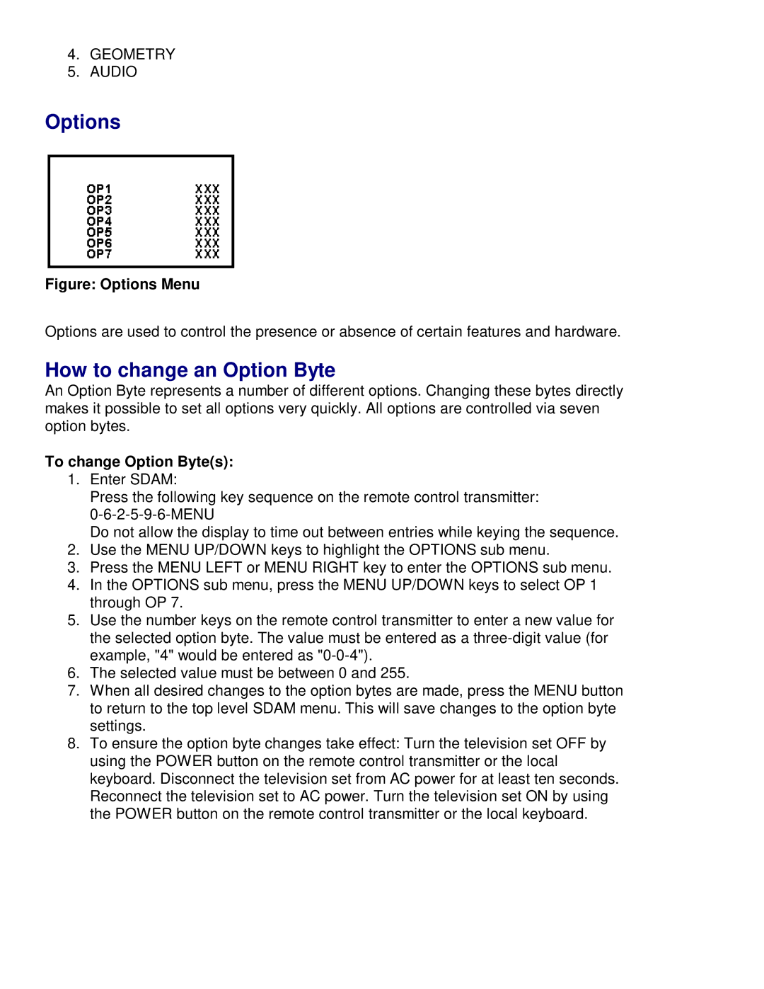 Philips 27PS60S321 manual Options 