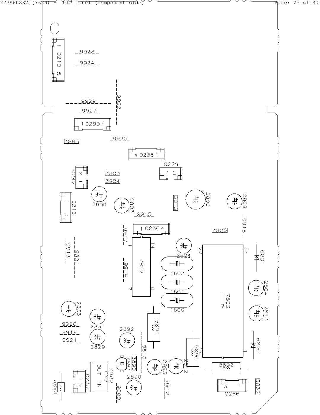 Philips manual 27PS60S3217629 PIP panel component side 