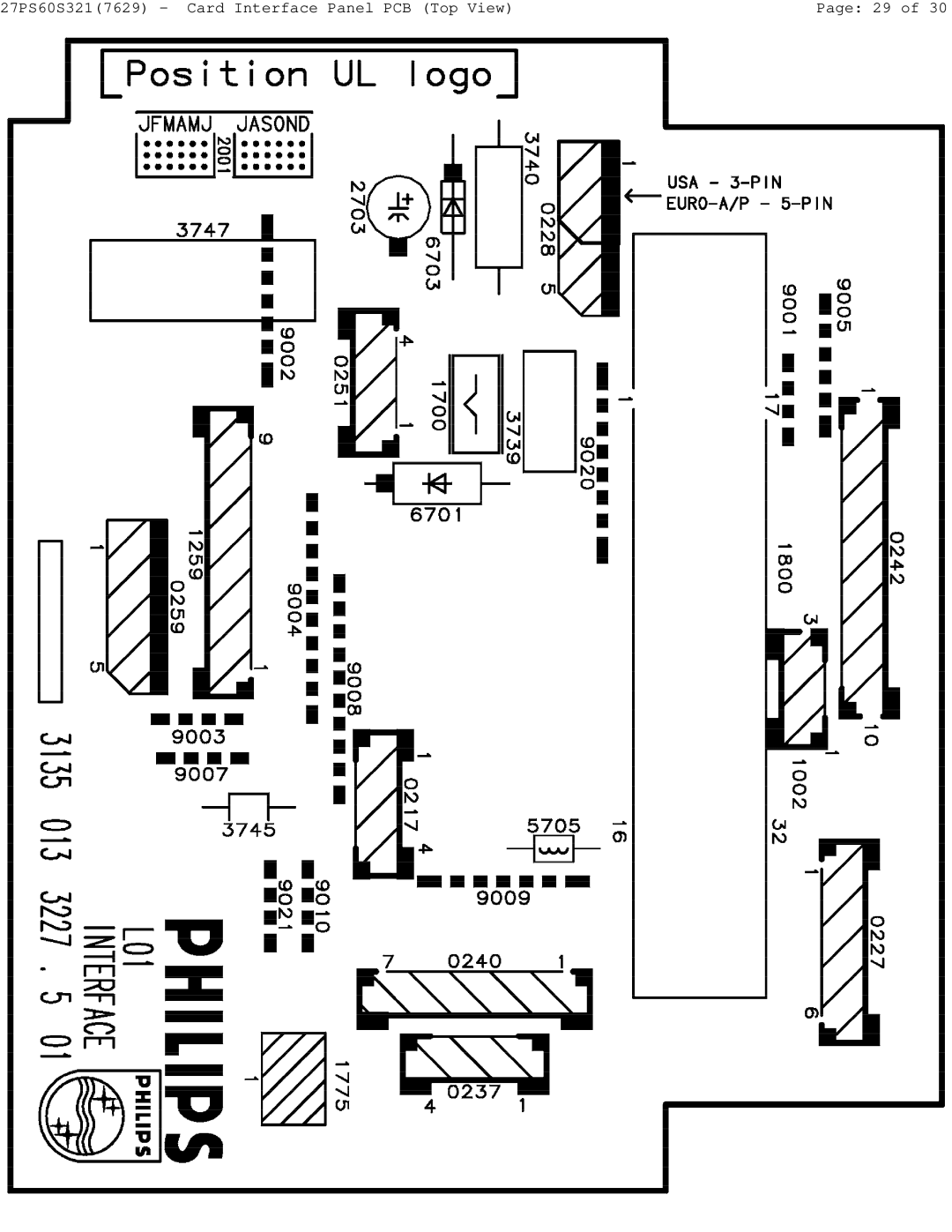 Philips manual 27PS60S3217629 Card Interface Panel PCB Top View 