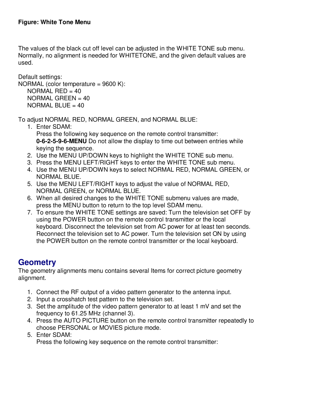 Philips 27PS60S321 manual Geometry 