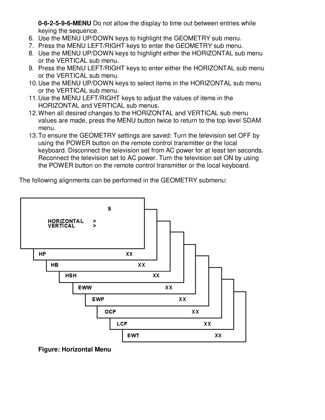 Philips 27PS60S321 manual Figure Horizontal Menu 