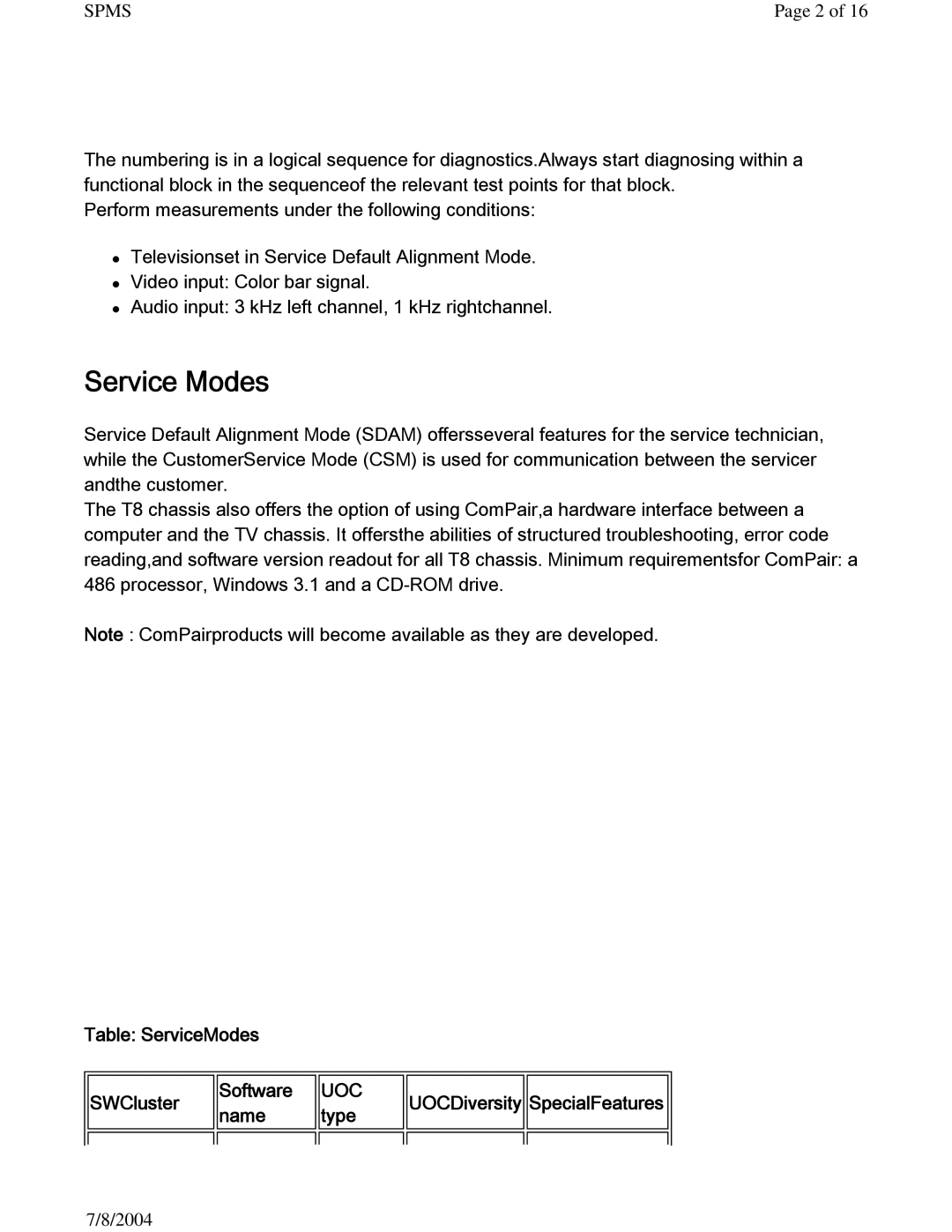 Philips 27PS60S321 manual Service Modes, Uoc 