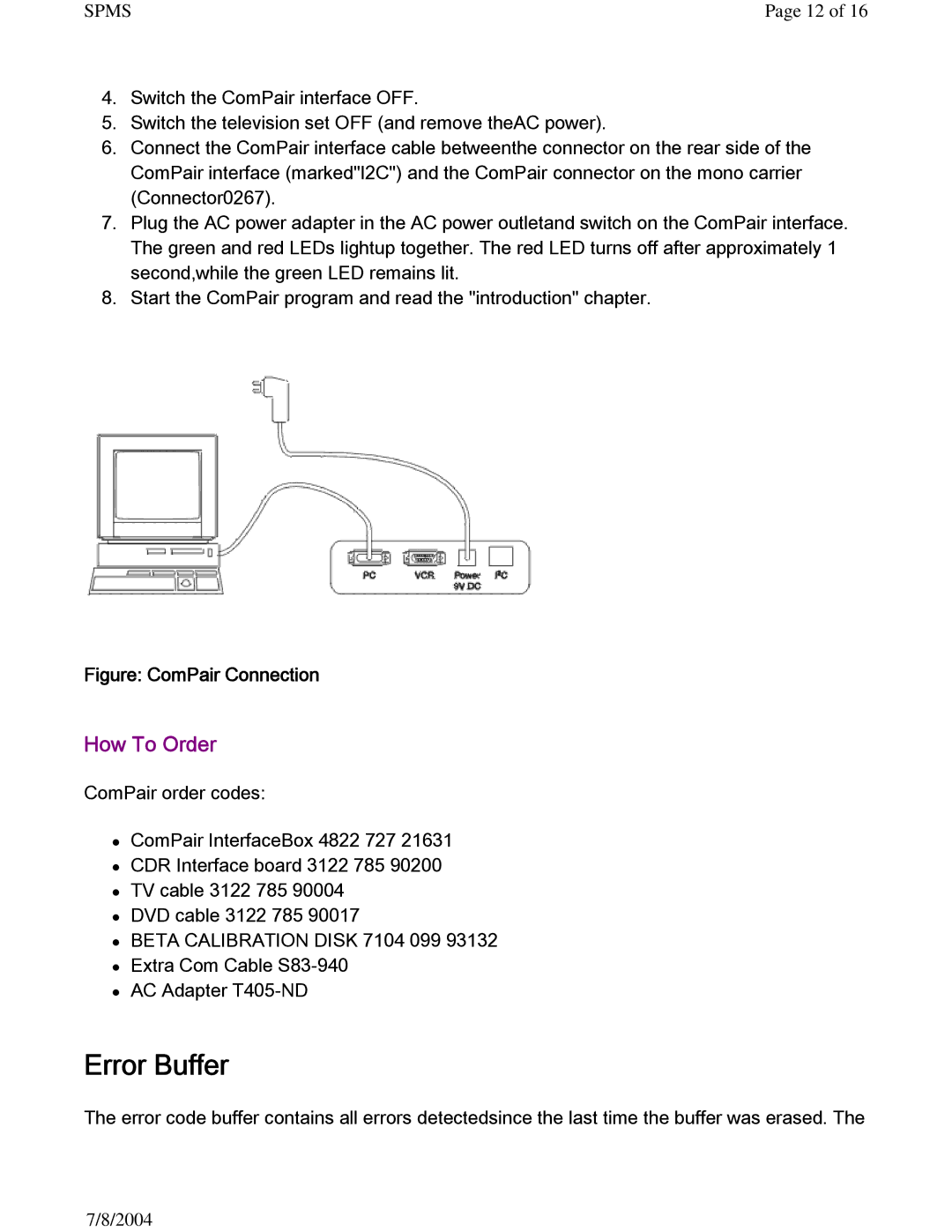 Philips 27PS60S321 manual Error Buffer, How To Order 