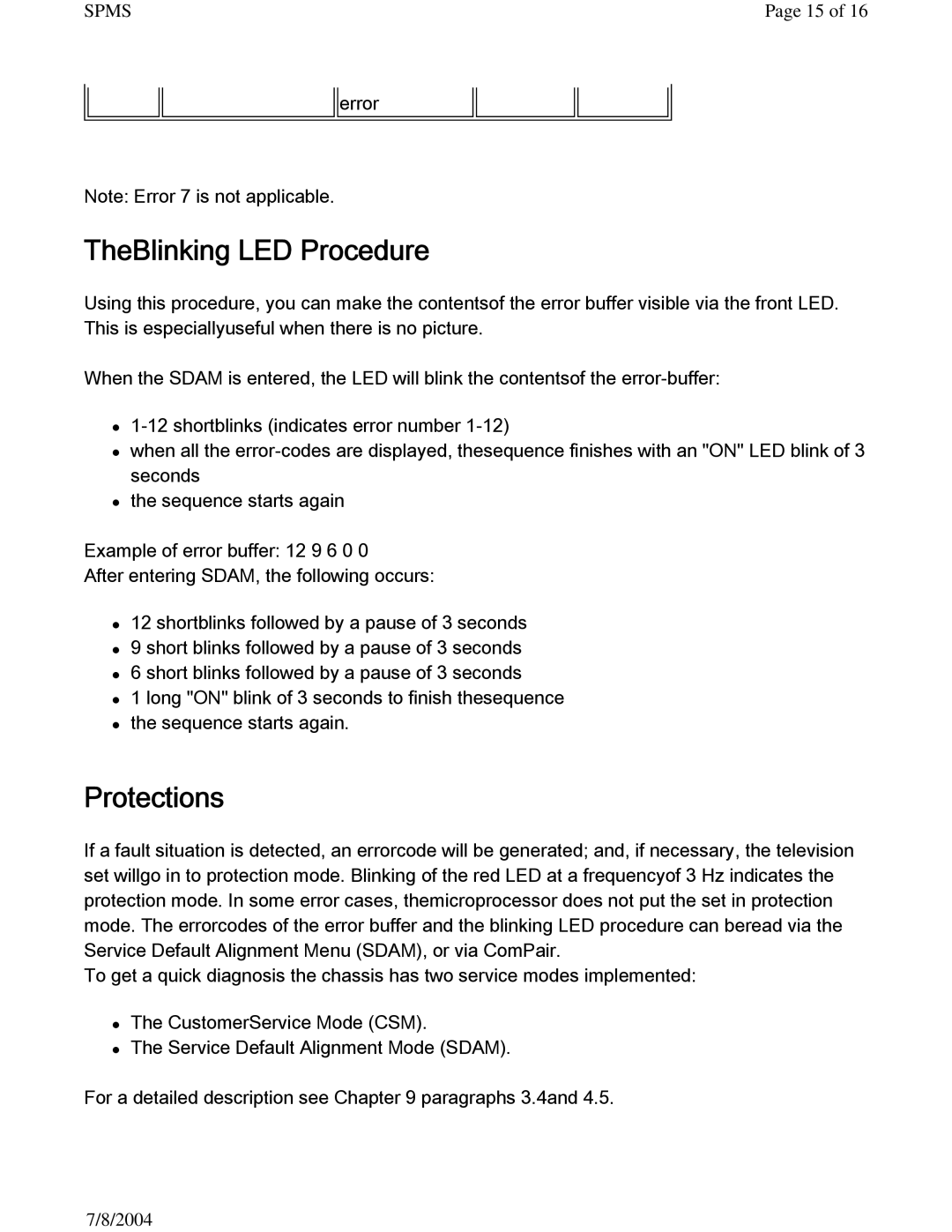 Philips 27PS60S321 manual TheBlinking LED Procedure, Protections 