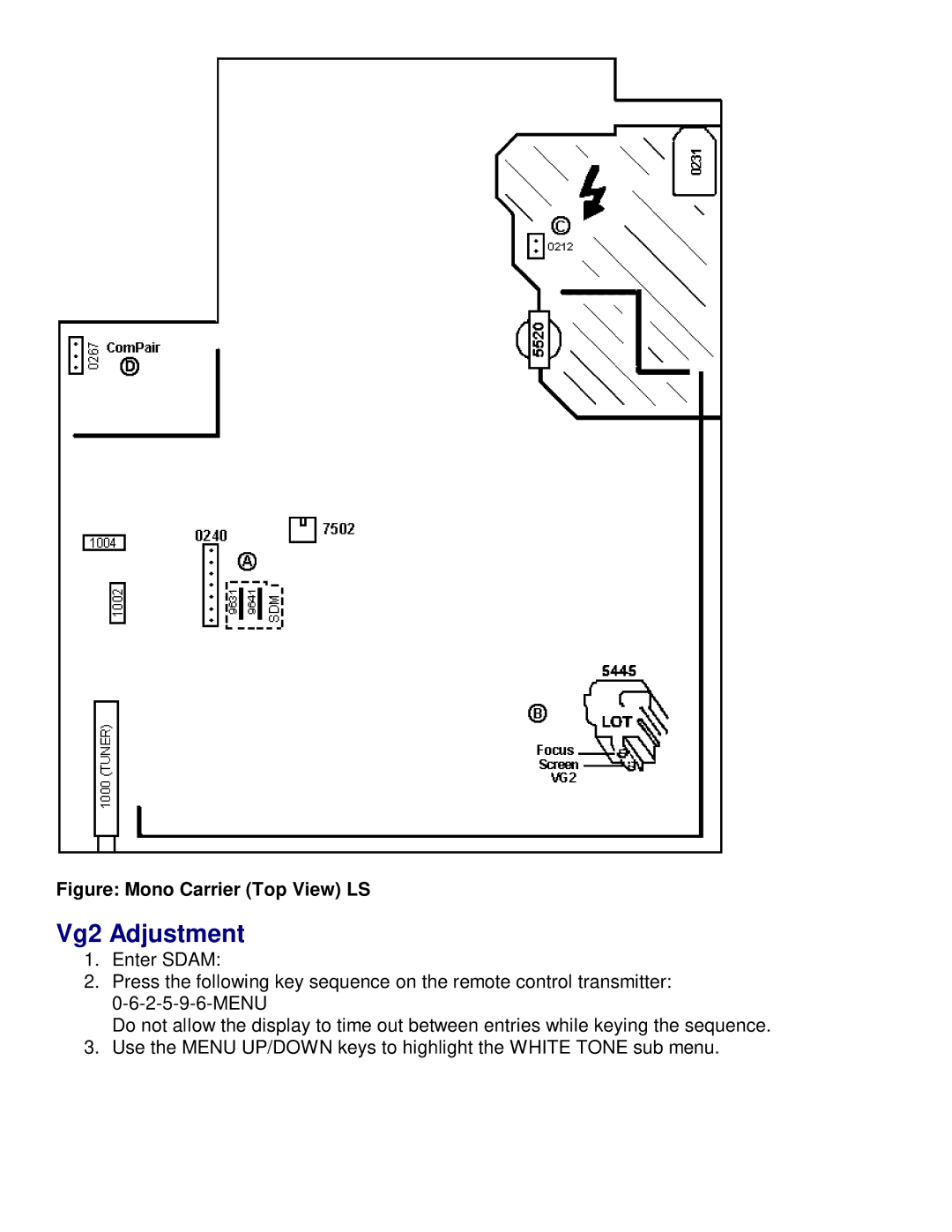 Philips 27PS60S321 manual Vg2 Adjustment 