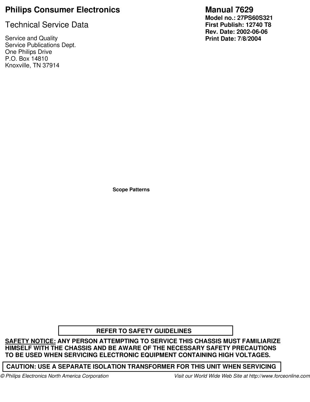 Philips 27PS60S321 manual Scope Patterns 