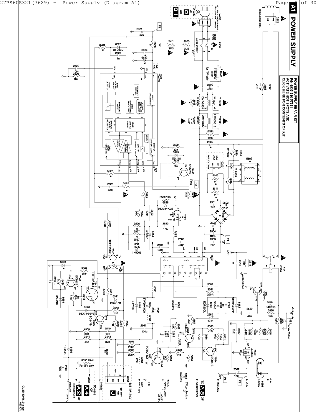 Philips manual 27PS60S3217629 Power Supply Diagram A1 