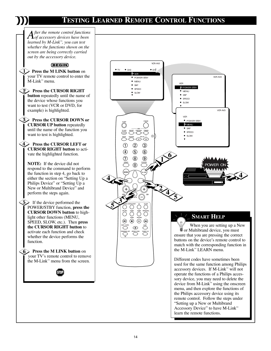 Philips 36PT41B1, 27PT41B1, 32PT41B1 manual Testing Learned Remote Control Functions, Vcr 