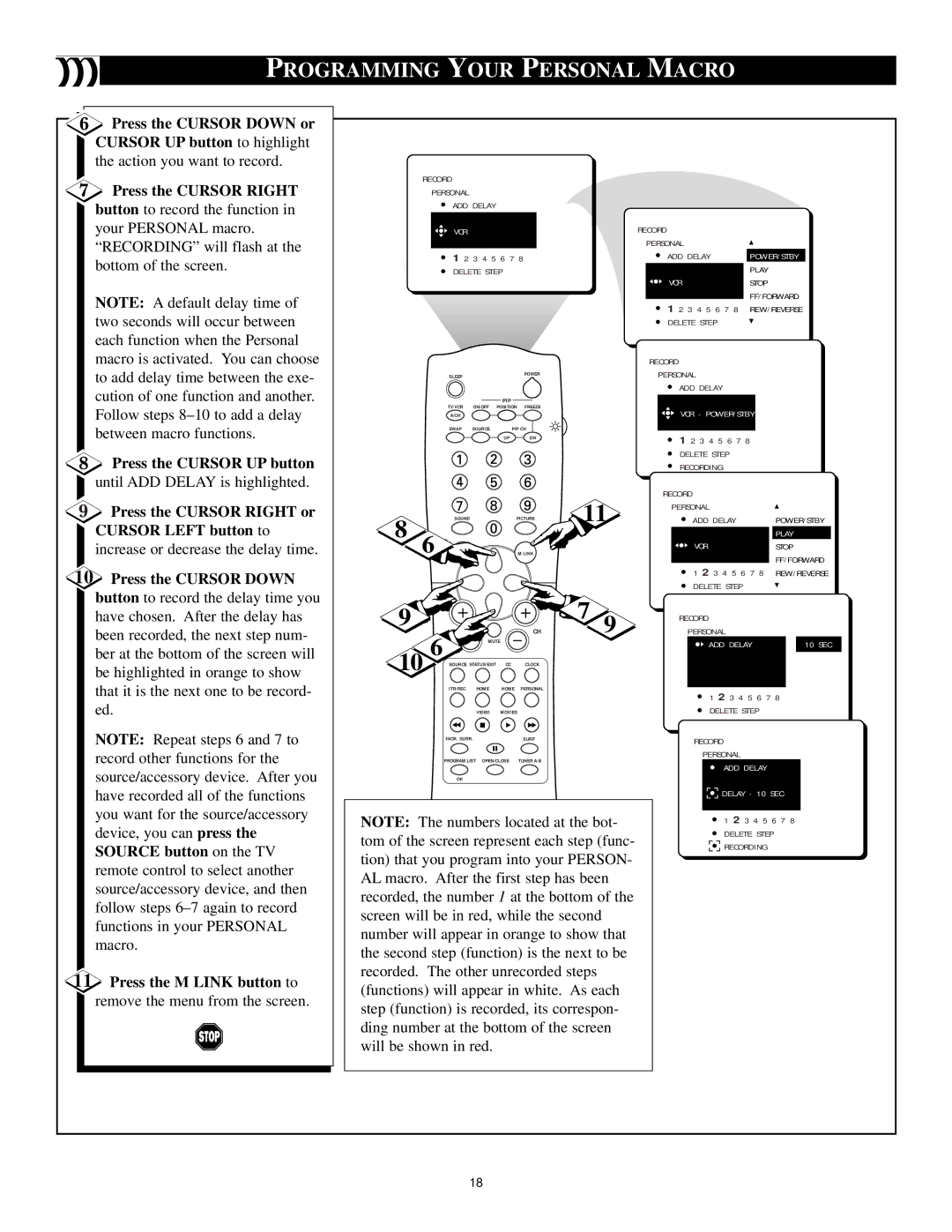 Philips 27PT41B1, 32PT41B1 manual Programming Your Personal Macro, Press the Cursor Down or Cursor UP button to highlight 