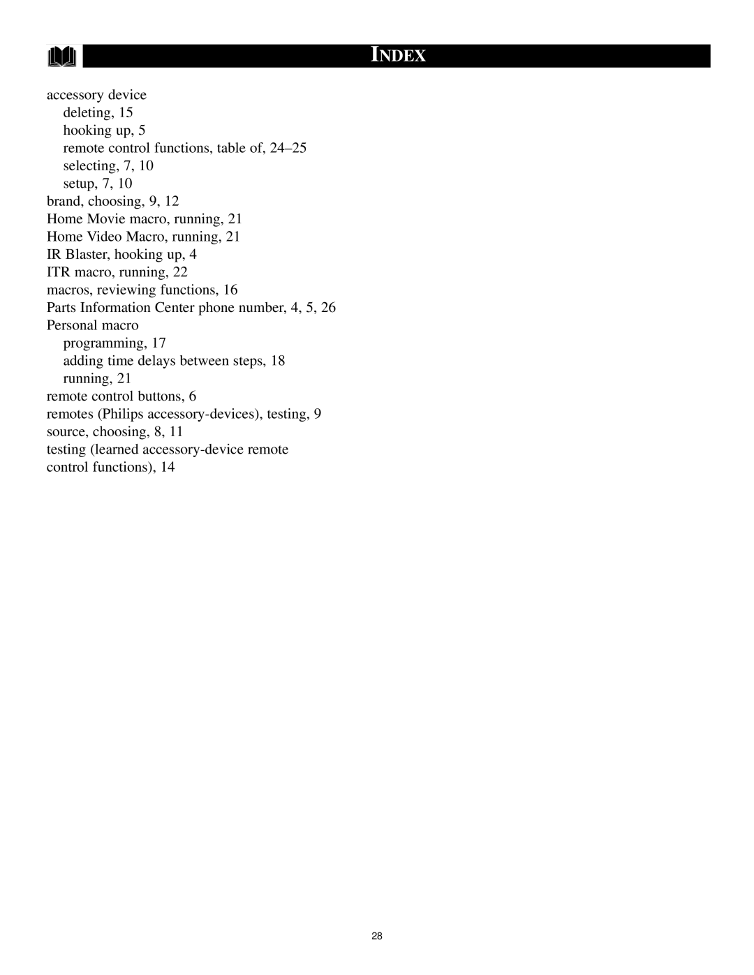 Philips 32PT41B1, 27PT41B1, 36PT41B1 manual Index 