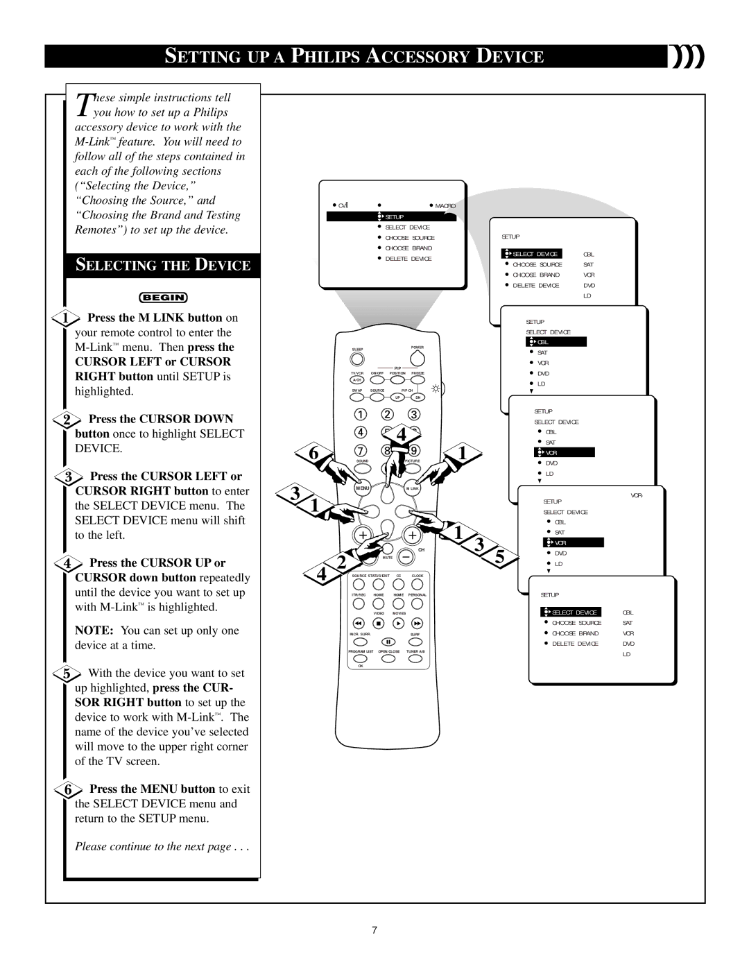 Philips 32PT41B1, 27PT41B1, 36PT41B1 manual Setting UP a Philips Accessory Device 