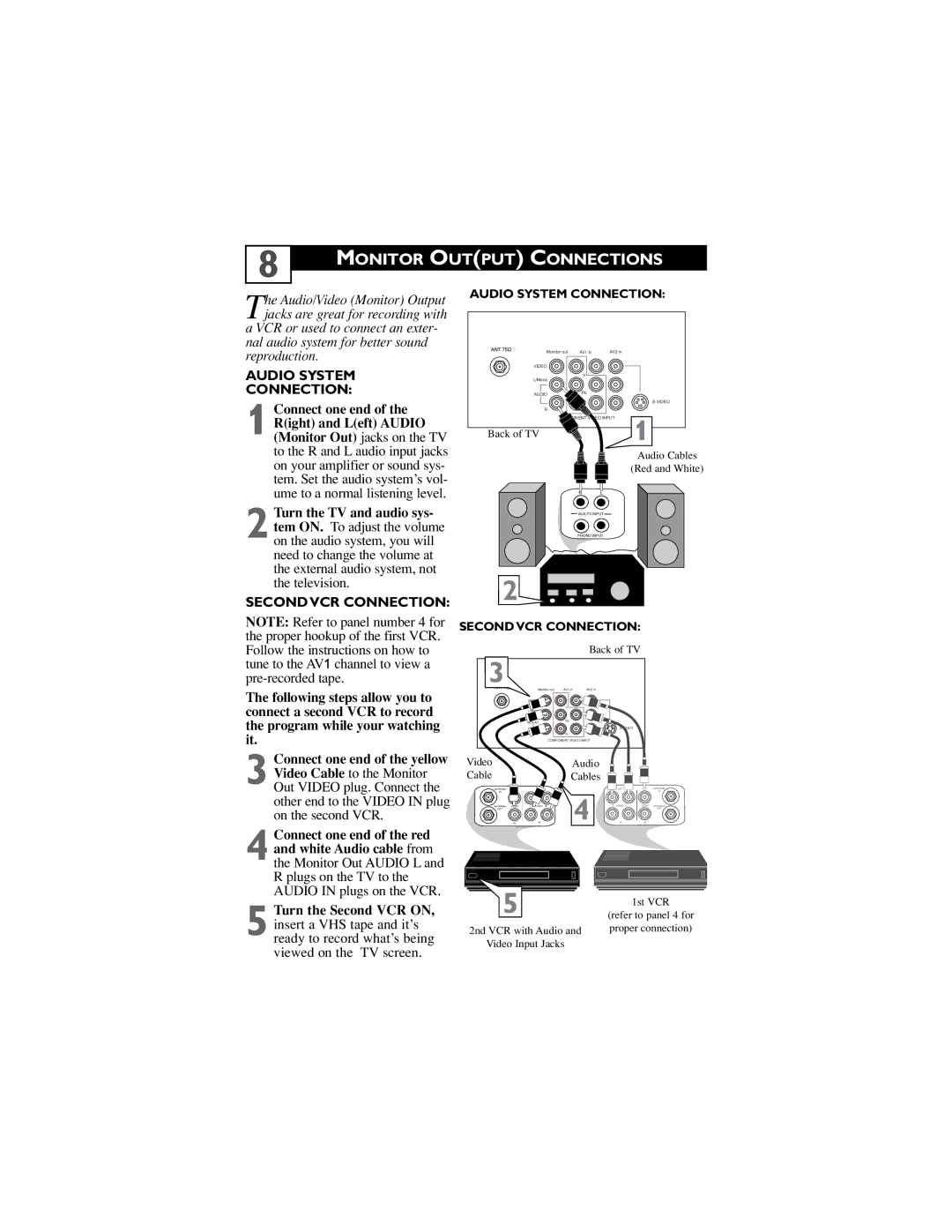 Philips 27PT5441, 32PT5441, 27PT6441, 27PT6442 user manual Monitor Output Connections, Audio System Connection 