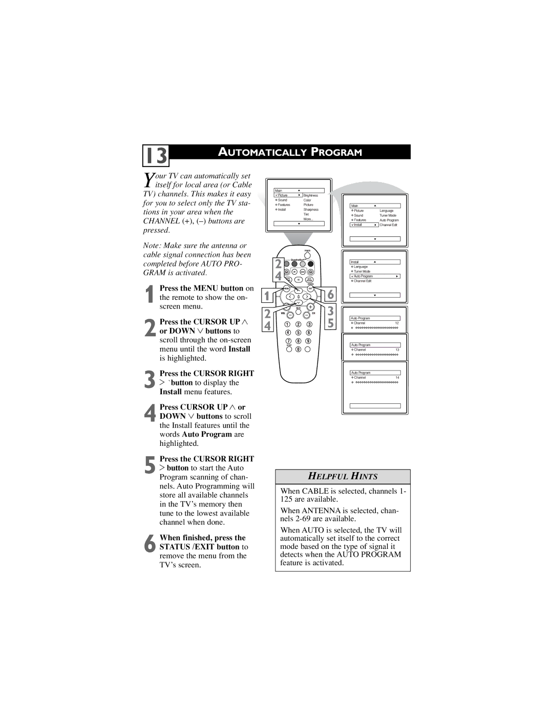 Philips 27PT5441, 32PT5441, 27PT6441, 27PT6442 user manual Automatically Program 