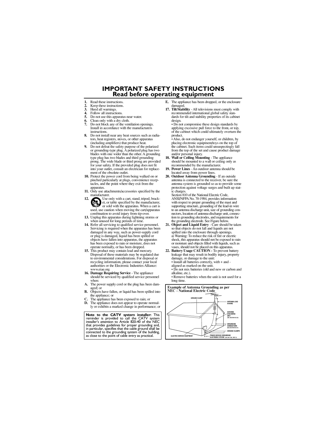 Philips 27PT5441, 32PT5441, 27PT6441, 27PT6442 user manual Important Safety Instructions 