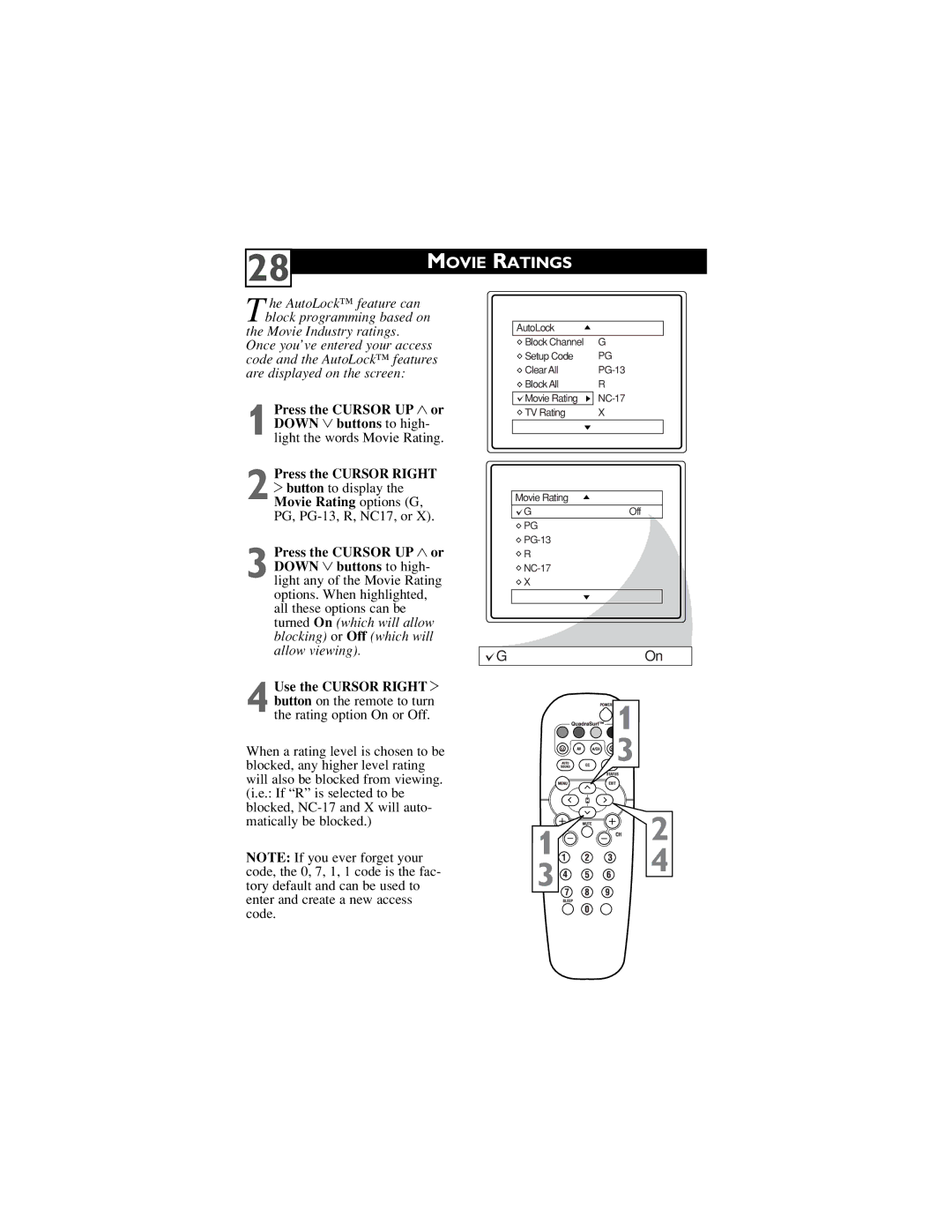 Philips 27PT5441, 32PT5441, 27PT6441, 27PT6442 user manual Movie Ratings 