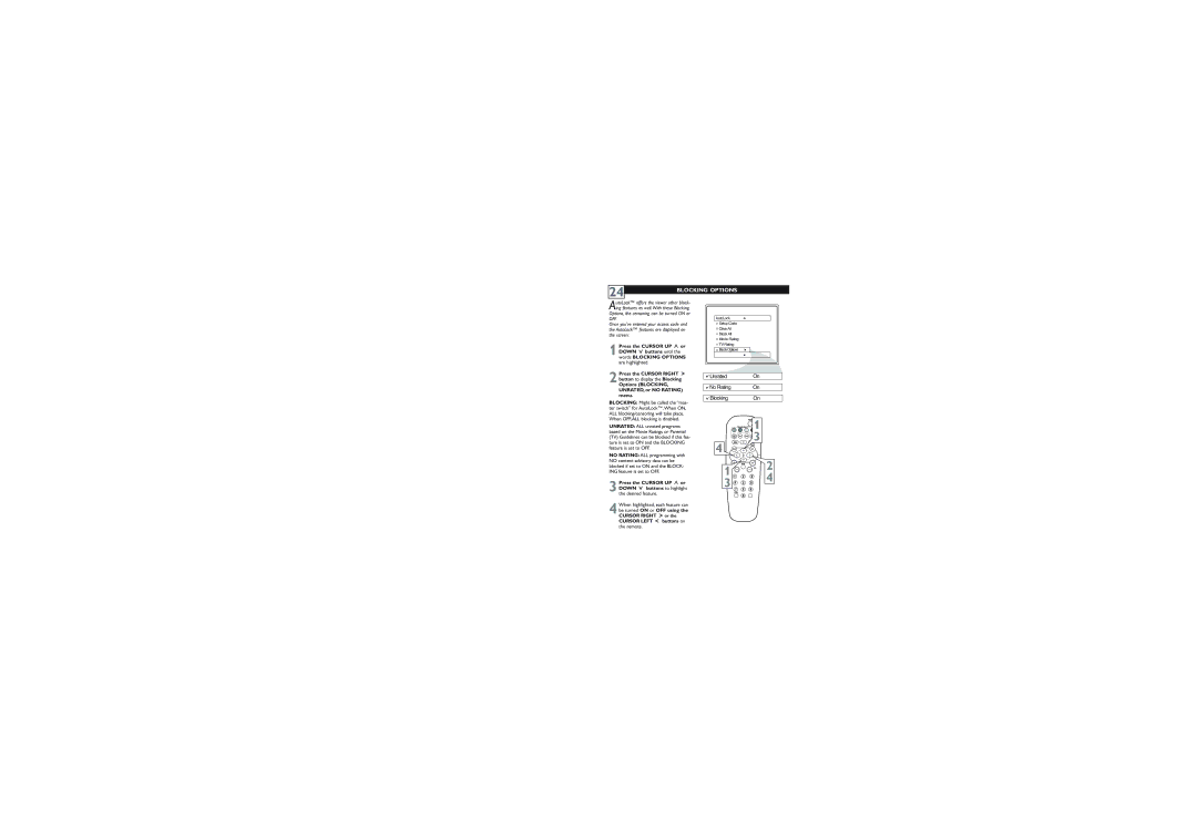 Philips 27PT5445/37 user manual Blocking Options, When OFF,ALL blocking is disabled 