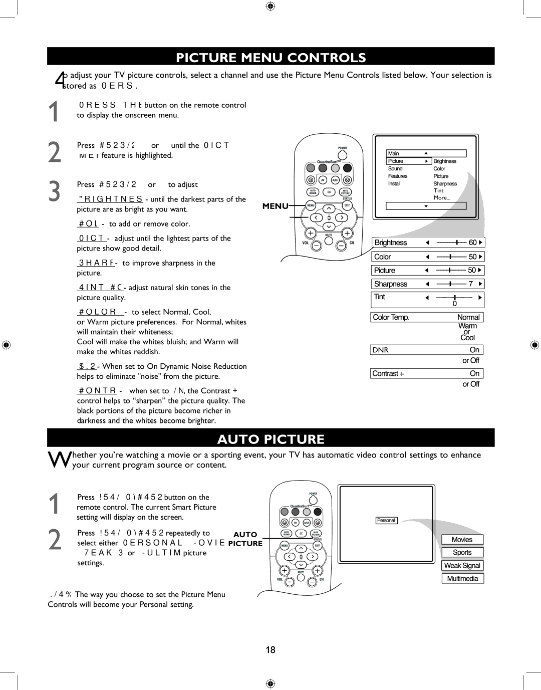 Philips 27PT6341 user manual Picture Menu Controls, Auto Picture 