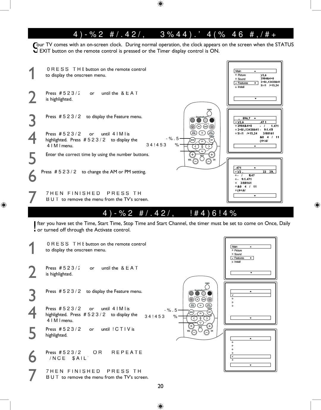 Philips 27PT6341 user manual Timer Control Setting the TV Clock, Timer Control Activate, Timer menu 