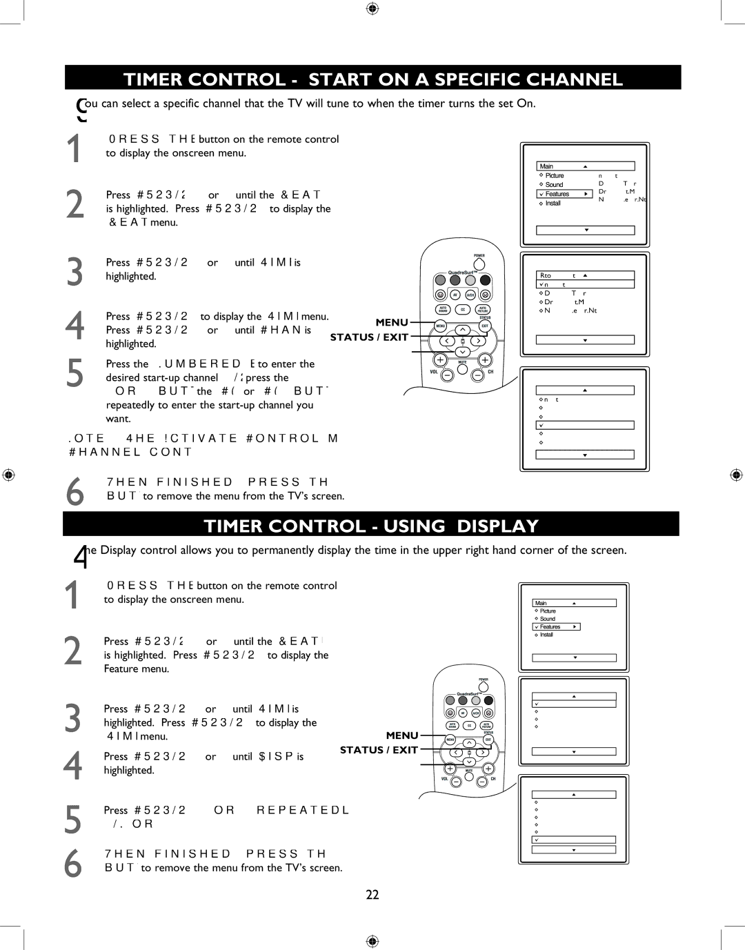 Philips 27PT6341 user manual Timer Control Start on a Specific Channel, Timer Control Using Display, Feature menu 