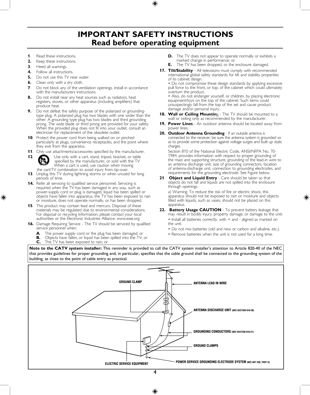 Philips 27PT6341 user manual Important Safety Instructions 