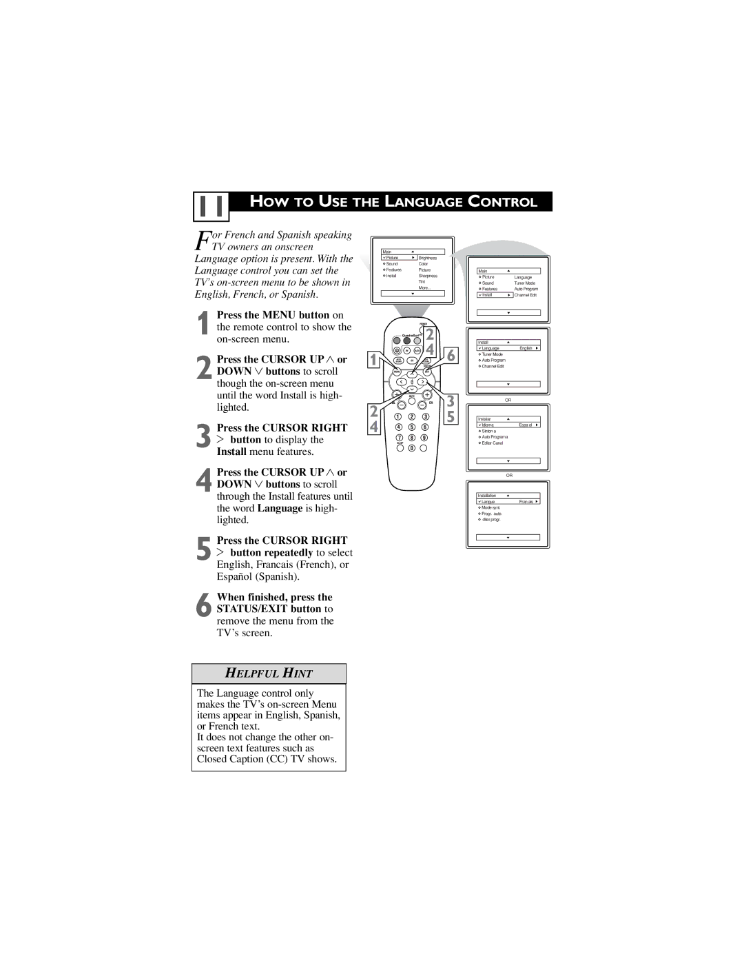 Philips 24ST2200/27, 27PT6442/37, 27PT6441/37, 27PT5441/37, 32PT5441/37 user manual HOW to USE the Language Control 