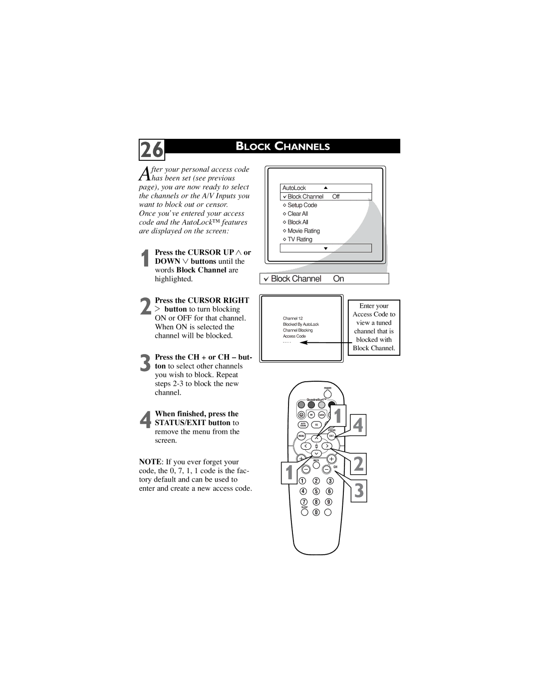 Philips 24ST2200/27, 27PT6442/37, 27PT6441/37, 27PT5441/37, 32PT5441/37 user manual Block Channels, Block Channel On 