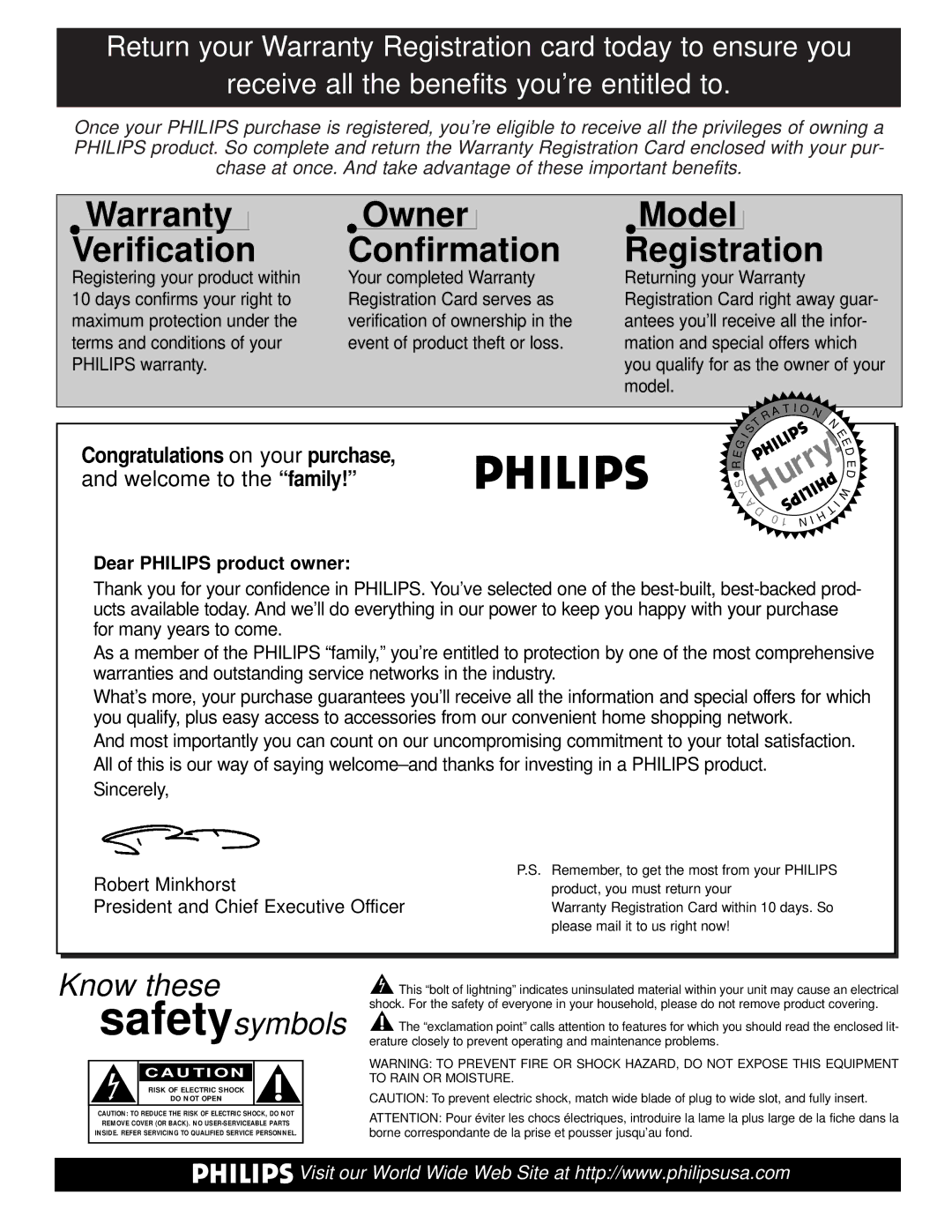 Philips 27PT71B1 manual Warranty Verification 