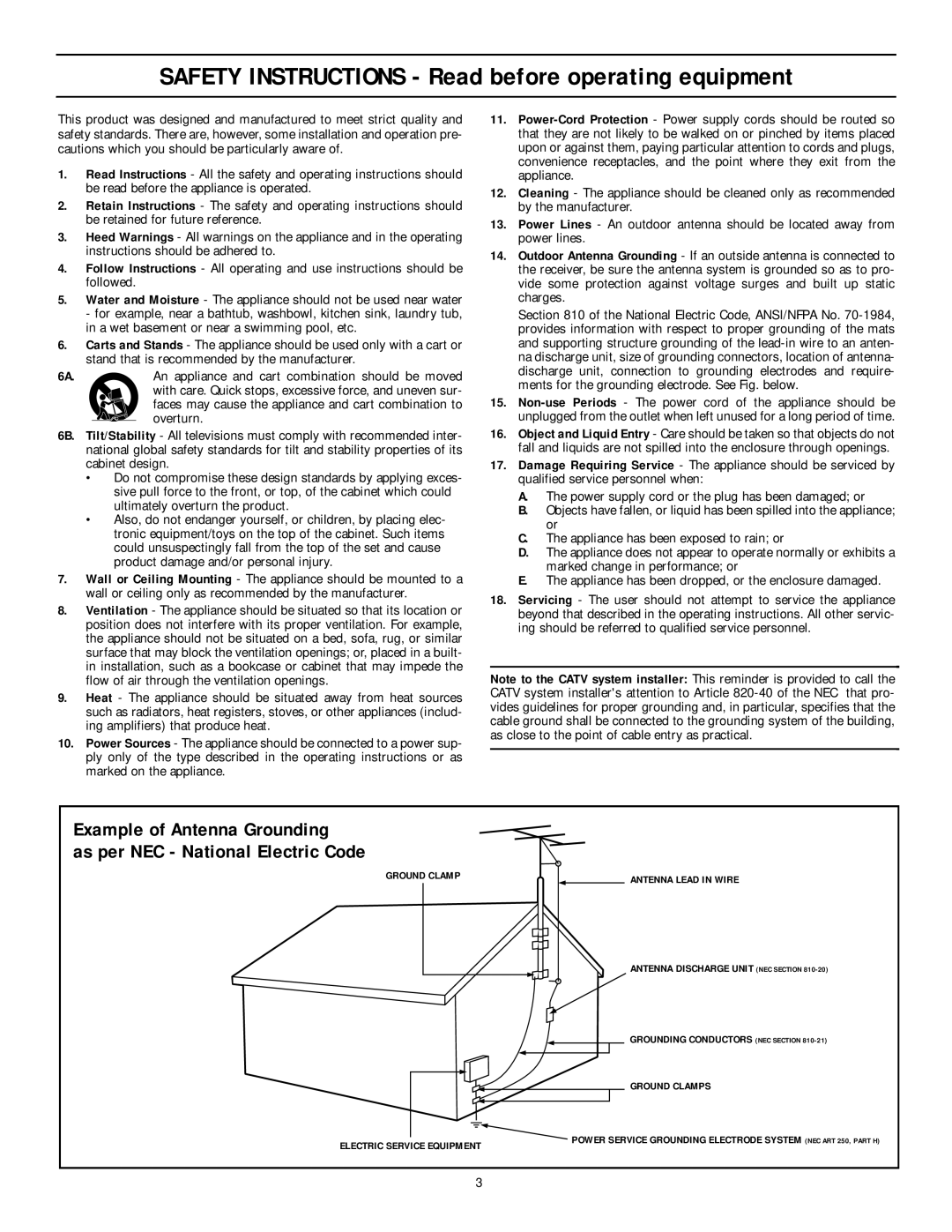 Philips 27PT71B1 manual Example of Antenna Grounding as per NEC - National Electric Code 