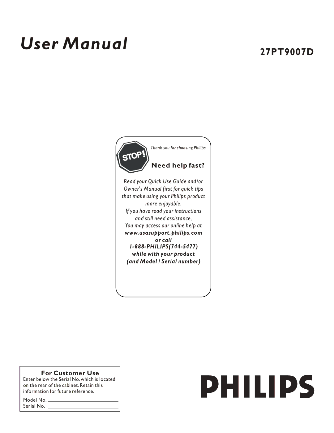 Philips 27PT9007D user manual 