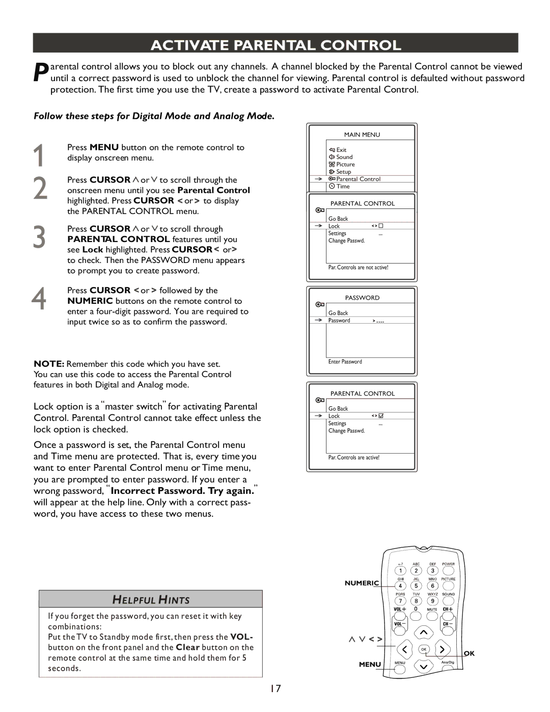 Philips 27PT9007D user manual Activate Parental Control 