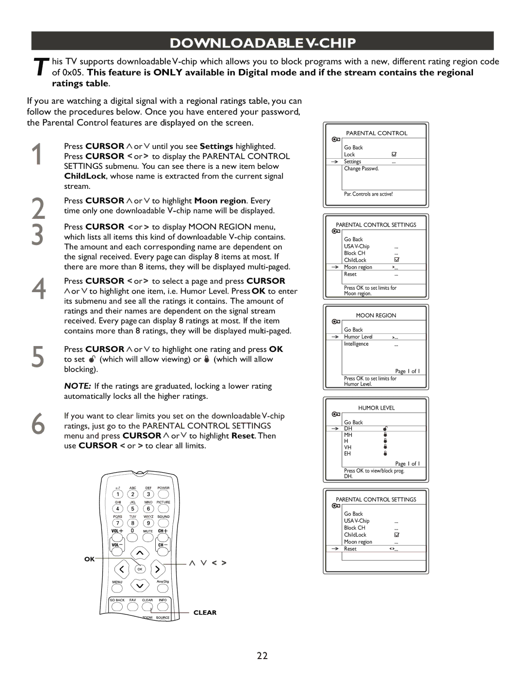 Philips 27PT9007D user manual Downloadable V-CHIP, Ratings table 