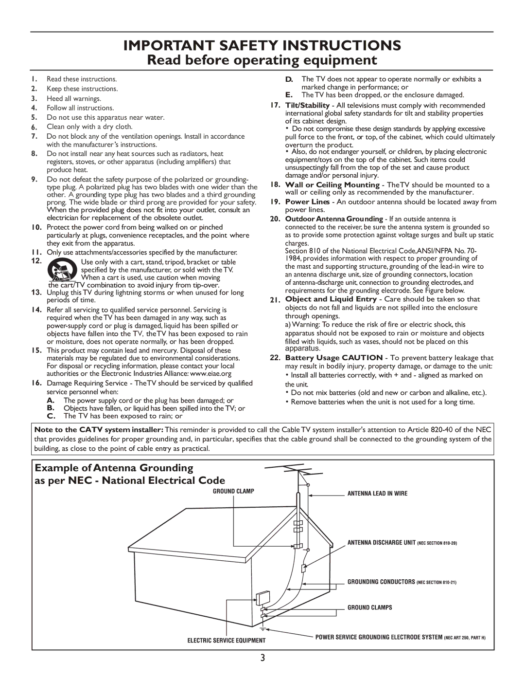 Philips 27PT9007D user manual Important Safety Instructions 