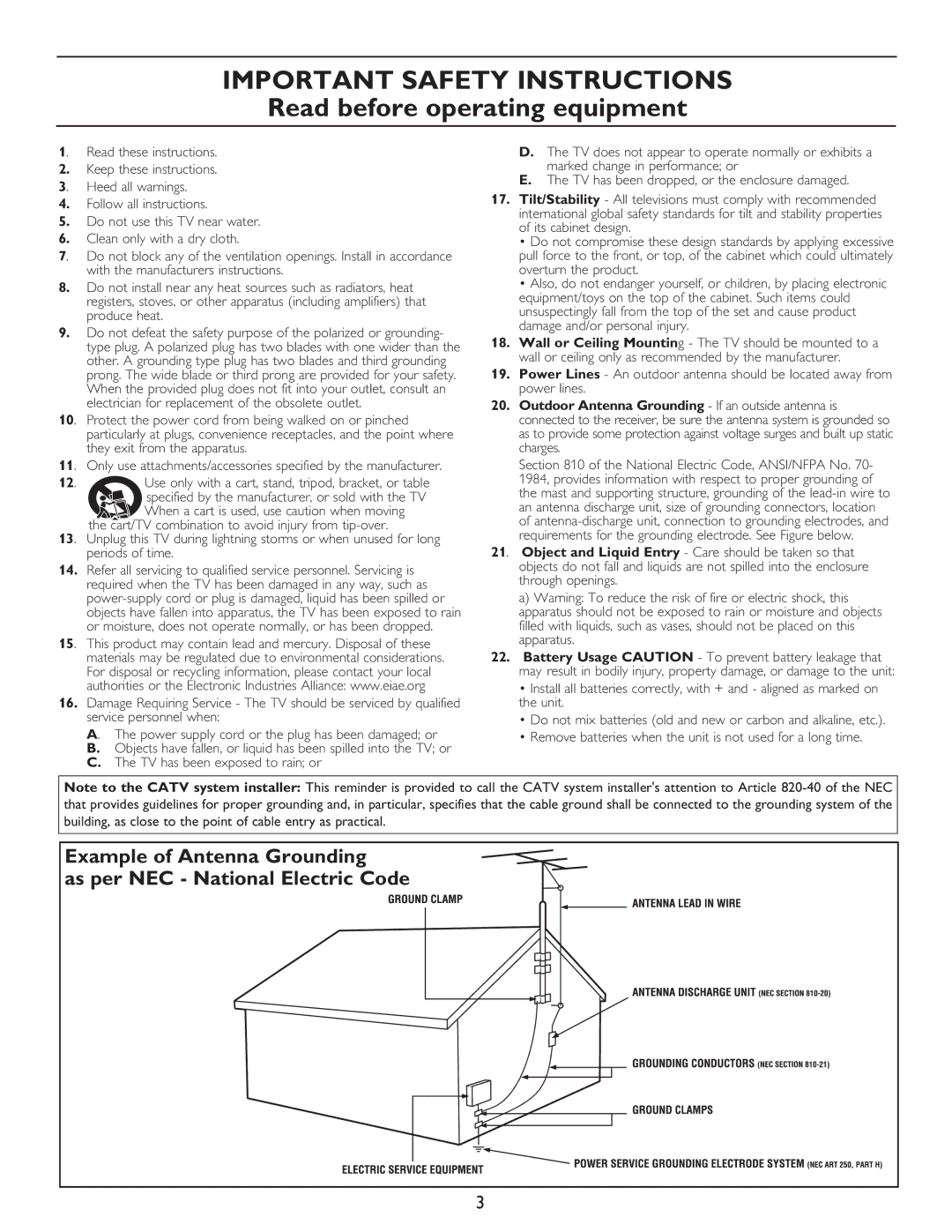 Philips 27PT9015D, 32PT9005D, 32PT7005D user manual Important Safety Instructions 